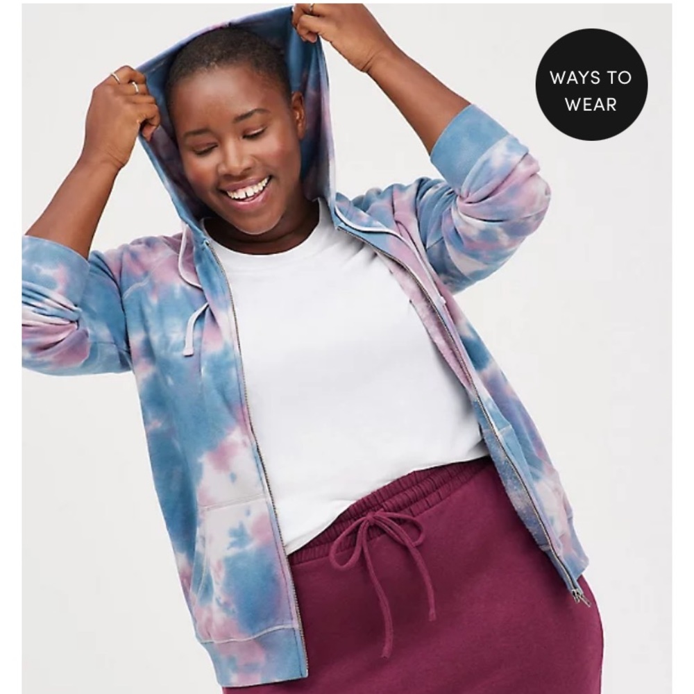 Torrid Size 3 Cozy Fleece Raglan Tie-Dye Zip Up Hoodie NWT